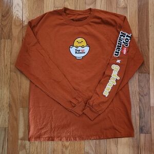 Gudetama x Top Ramen Sanrio Graphic Long Sleeve Orange Tee Large